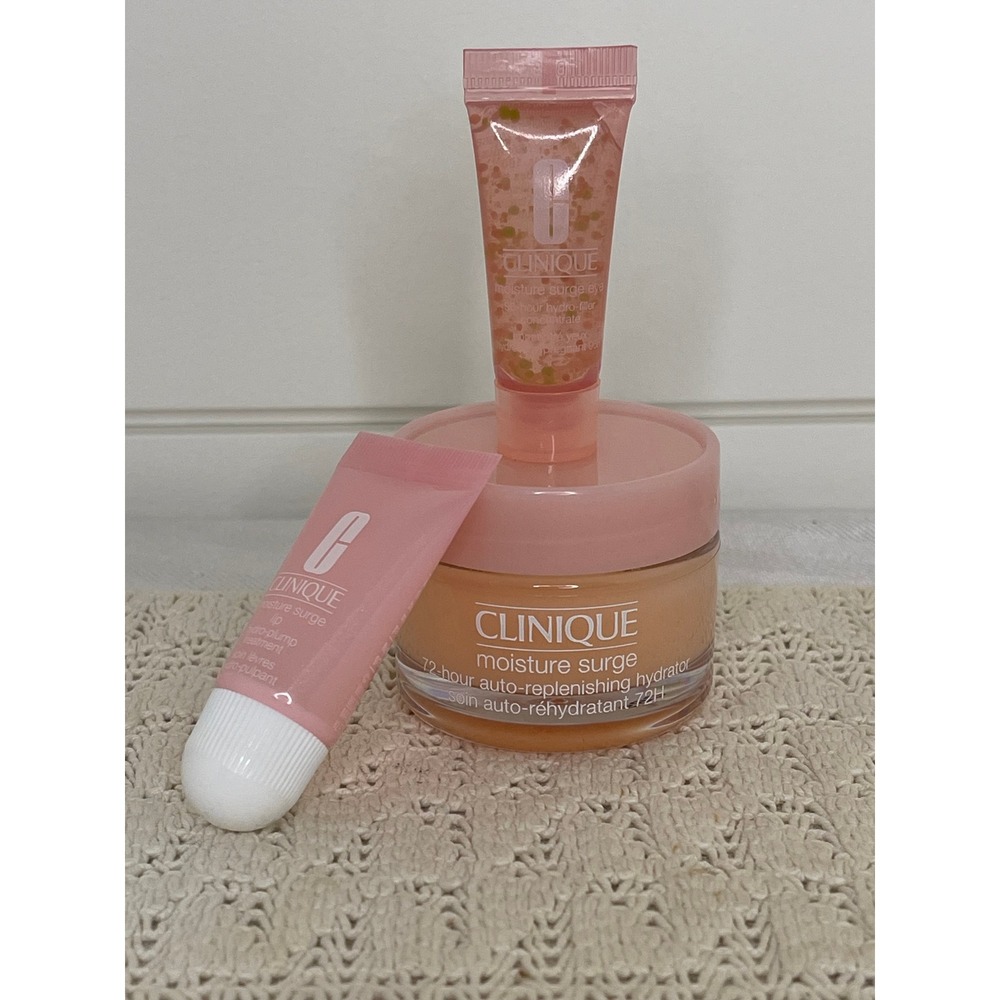 Clinique Moisture Surge 3pc Set Hydrator 72H Eye Concentrate 96H Lip Treatment